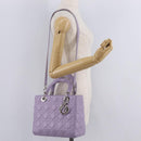 Christian Dior Lady Dior Canage Hand Bag Lamb Skin 2way Purple Auth ep16659SAM-29