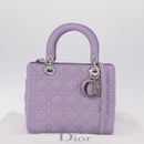 Christian Dior Lady Dior Canage Hand Bag Lamb Skin 2way Purple Auth ep16659SAM-30