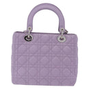 Christian Dior Lady Dior Canage Hand Bag Lamb Skin 2way Purple Auth ep16659SAM-3