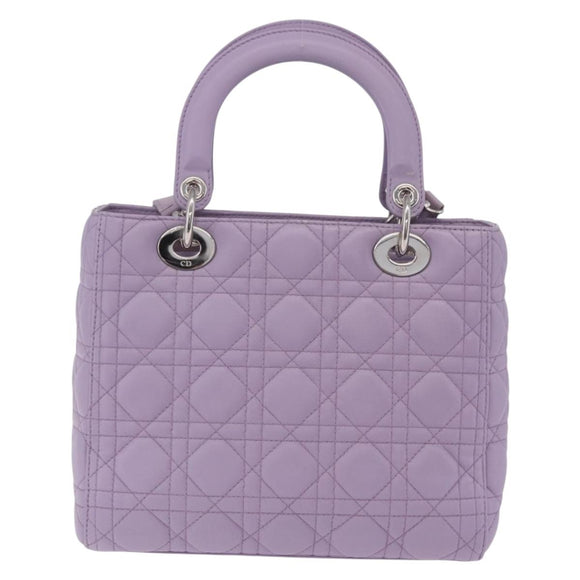 Christian Dior Lady Dior Canage Hand Bag Lamb Skin 2way Purple Auth ep16659SAM