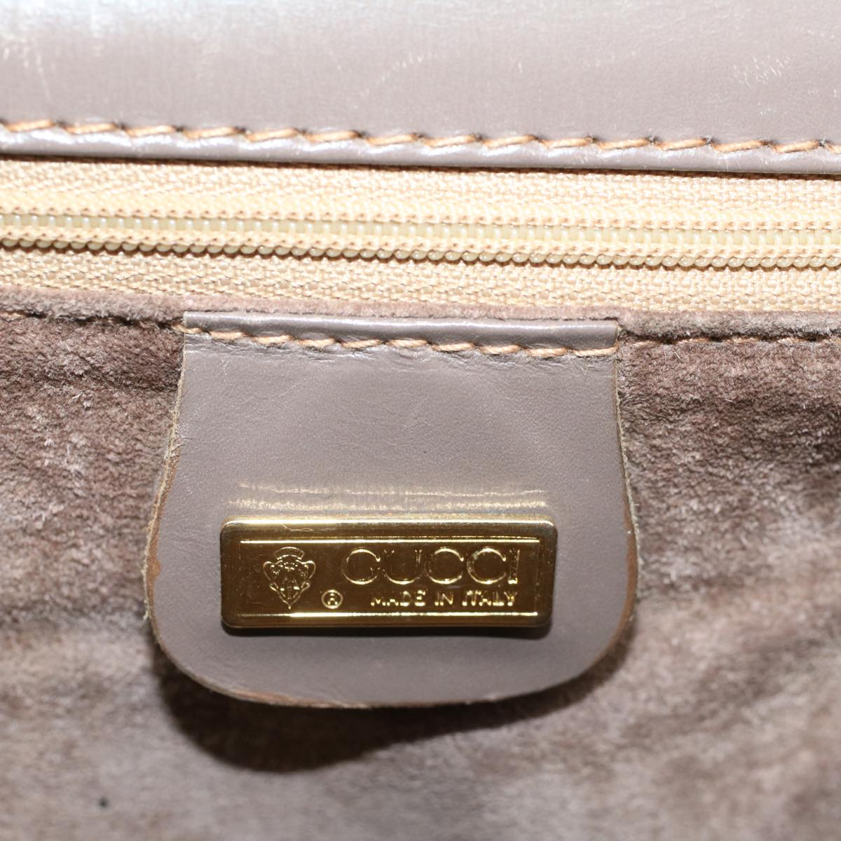 GUCCI Shoulder Bag Leather Gray Auth ep1666