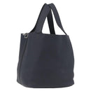 HERMES Picotan Lock MM Hand Bag Taurillon Clemence Navy Silver Auth ep16671SM-1