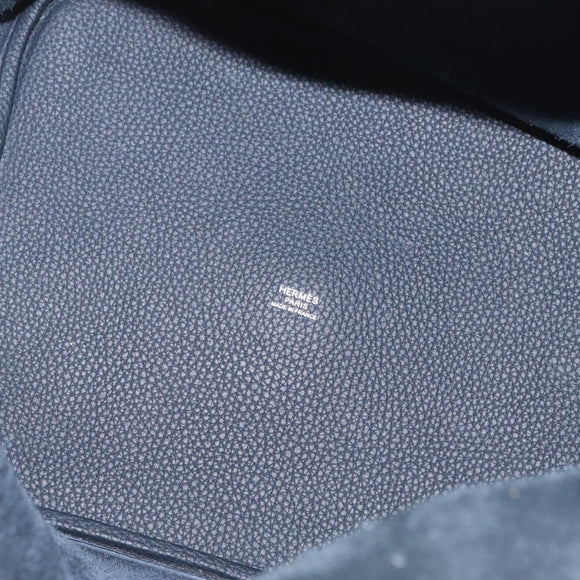 HERMES Picotan Lock MM Hand Bag Taurillon Clemence Navy Silver Auth ep16671SM
