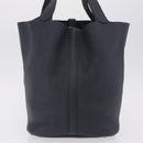 HERMES Picotan Lock MM Hand Bag Taurillon Clemence Navy Silver Auth ep16671SM-3