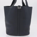 HERMES Picotan Lock MM Hand Bag Taurillon Clemence Navy Silver Auth ep16671SM-4