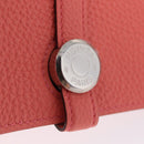 HERMES Dogon Compact Bifold Wallet Leather Pink Silver Auth ep16674SM-12