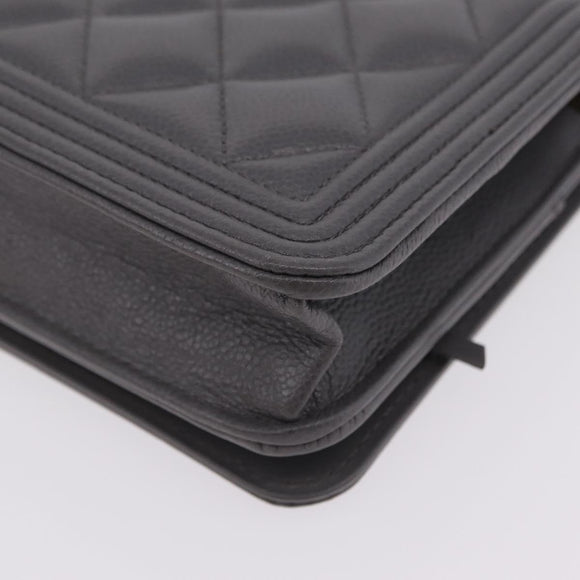 CHANEL Boy Chanel Matelasse Chain Shoulder Wallet Caviar Skin CC Auth ep16675SAM