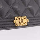 CHANEL Boy Chanel Matelasse Chain Shoulder Wallet Caviar Skin CC Auth ep16675SAM-14
