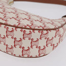 CELINE Triomphe Ava Shoulder Bag PVC Leather White Gold Tone Auth ep16681M-12