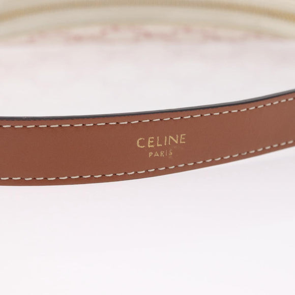 CELINE Triomphe Ava Shoulder Bag PVC Leather White Gold Tone Auth ep16681M