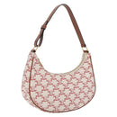 CELINE Triomphe Ava Shoulder Bag PVC Leather White Gold Tone Auth ep16681M-1