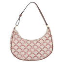 CELINE Triomphe Ava Shoulder Bag PVC Leather White Gold Tone Auth ep16681M-2