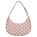 CELINE Triomphe Ava Shoulder Bag PVC Leather White Gold Tone Auth ep16681M-3