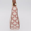 CELINE Triomphe Ava Shoulder Bag PVC Leather White Gold Tone Auth ep16681M-4