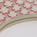 CELINE Triomphe Ava Shoulder Bag PVC Leather White Gold Tone Auth ep16681M-7