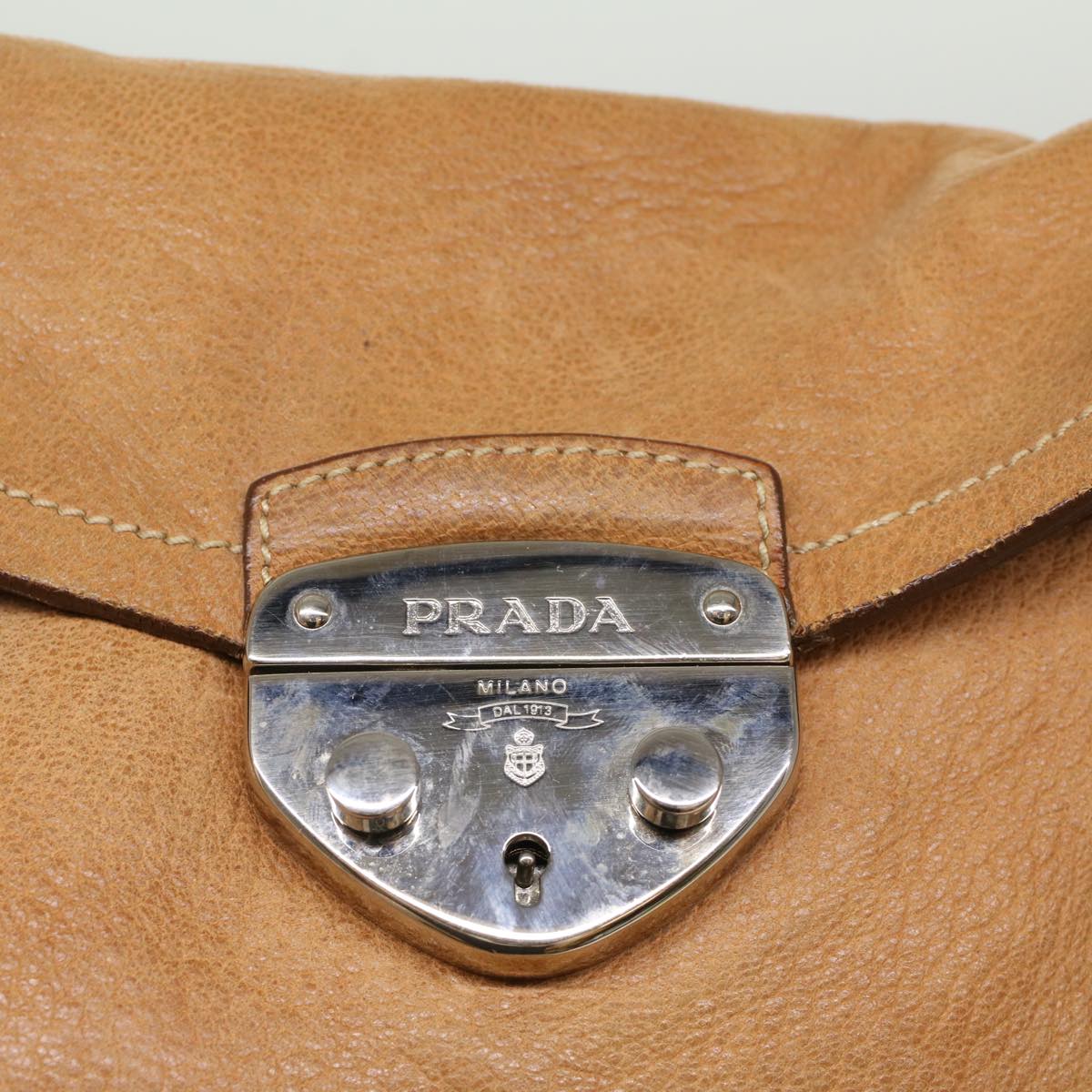 PRADA Shoulder Bag Leather Brown Auth ep1669