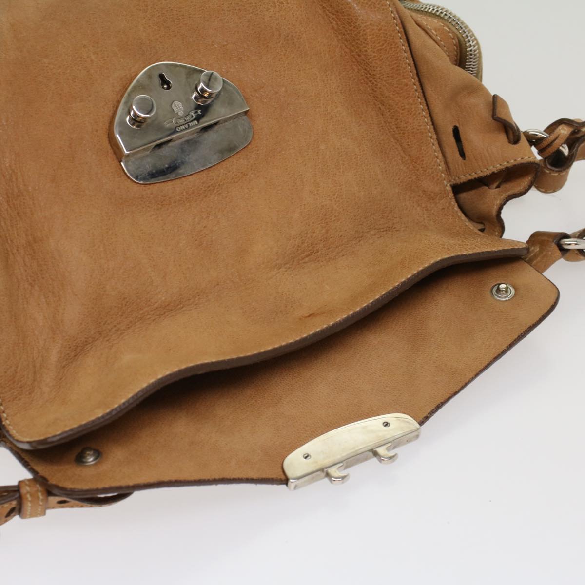 PRADA Shoulder Bag Leather Brown Auth ep1669