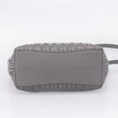 Miu Miu Matelasse Hand Bag Leather 2way Gray Gold Tone Auth ep16690V-6