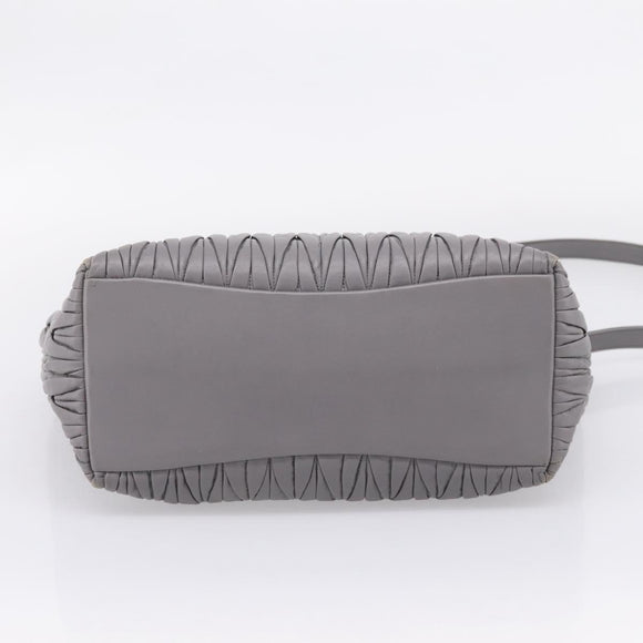 Miu Miu Matelasse Hand Bag Leather 2way Gray Gold Tone Auth ep16690V