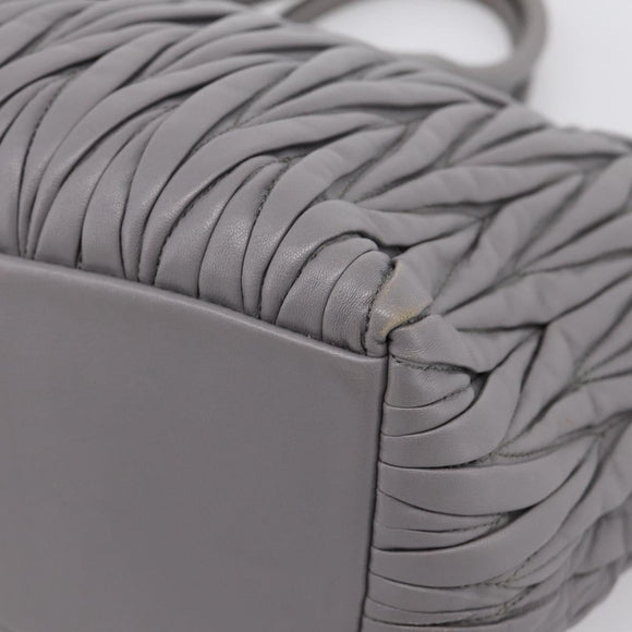 Miu Miu Matelasse Hand Bag Leather 2way Gray Gold Tone Auth ep16690V