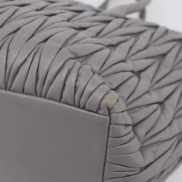 Miu Miu Matelasse Hand Bag Leather 2way Gray Gold Tone Auth ep16690V