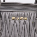 Miu Miu Matelasse Hand Bag Leather 2way Gray Gold Tone Auth ep16690V-20
