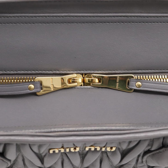 Miu Miu Matelasse Hand Bag Leather 2way Gray Gold Tone Auth ep16690V