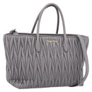 Miu Miu Matelasse Hand Bag Leather 2way Gray Gold Tone Auth ep16690V-1