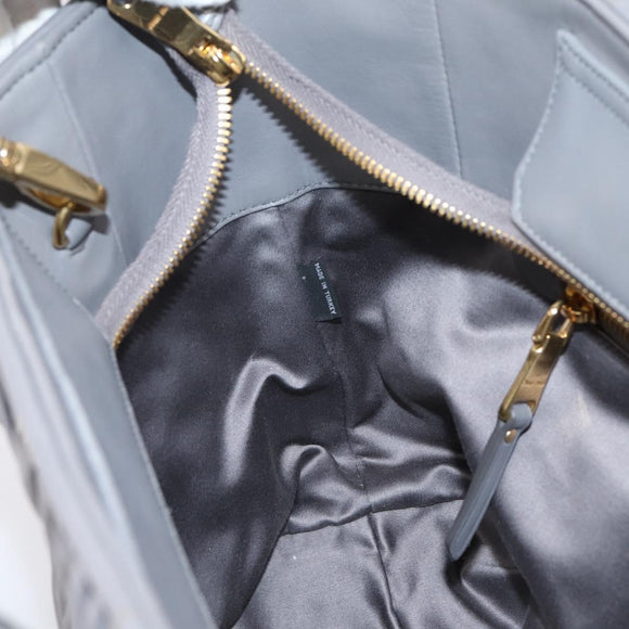 Miu Miu Matelasse Hand Bag Leather 2way Gray Gold Tone Auth ep16690V
