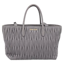 Miu Miu Matelasse Hand Bag Leather 2way Gray Gold Tone Auth ep16690V-13