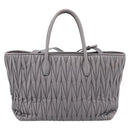 Miu Miu Matelasse Hand Bag Leather 2way Gray Gold Tone Auth ep16690V-2