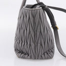 Miu Miu Matelasse Hand Bag Leather 2way Gray Gold Tone Auth ep16690V-4