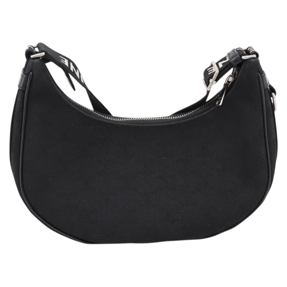 CELINE Ava Medium Shoulder Bag Canvas Black Silver Auth ep16692M