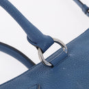 PRADA Tote Bag Leather 2way Blue Silver Auth ep16699V-11