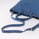 PRADA Tote Bag Leather 2way Blue Silver Auth ep16699V-13