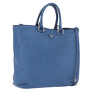 PRADA Tote Bag Leather 2way Blue Silver Auth ep16699V-1