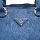 PRADA Tote Bag Leather 2way Blue Silver Auth ep16699V-23