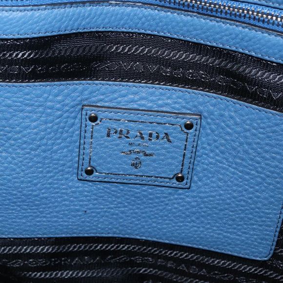 PRADA Tote Bag Leather 2way Blue Silver Auth ep16699V