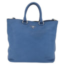 PRADA Tote Bag Leather 2way Blue Silver Auth ep16699V-2