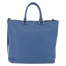 PRADA Tote Bag Leather 2way Blue Silver Auth ep16699V-3