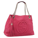 GUCCI Interlocking Soho Chain Tote Bag Leather Pink Gold 308982 Auth ep16700V-1