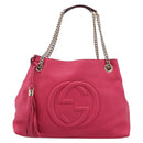 GUCCI Interlocking Soho Chain Tote Bag Leather Pink Gold 308982 Auth ep16700V-13
