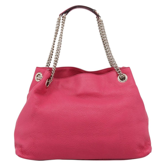 GUCCI Interlocking Soho Chain Tote Bag Leather Pink Gold 308982 Auth ep16700V