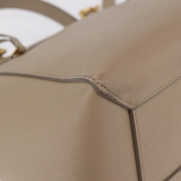 CELINE Belt Bag Hand Bag Leather 2way Beige Gold Tone Auth ep16703V