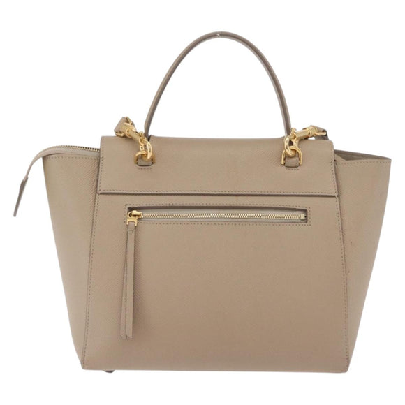 CELINE Belt Bag Hand Bag Leather 2way Beige Gold Tone Auth ep16703V