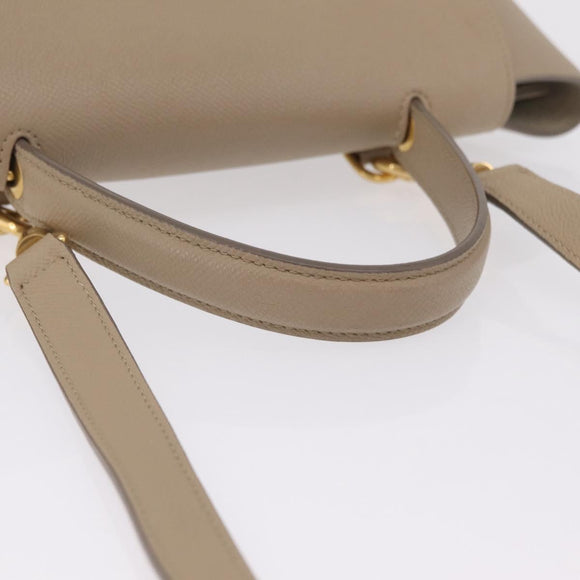 CELINE Belt Bag Hand Bag Leather 2way Beige Gold Tone Auth ep16703V