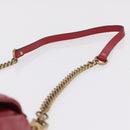 GUCCI GG Marmont Hand Bag Leather 2way Red Gold Tone 498110 Auth ep16711V-15