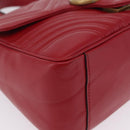 GUCCI GG Marmont Hand Bag Leather 2way Red Gold Tone 498110 Auth ep16711V-18