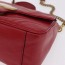 GUCCI GG Marmont Hand Bag Leather 2way Red Gold Tone 498110 Auth ep16711V-19