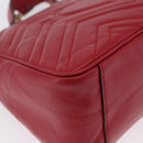 GUCCI GG Marmont Hand Bag Leather 2way Red Gold Tone 498110 Auth ep16711V-20